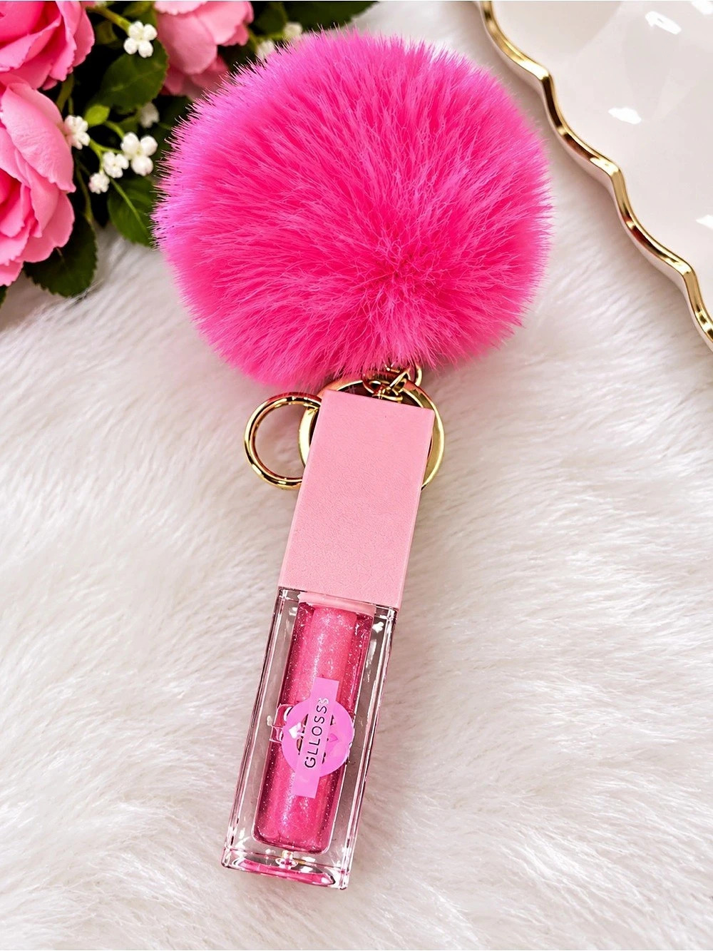 Pink Lip Gloss Keychain NWT